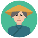 elderly asian woman Flat Round Icon