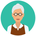 elderly woman Flat Round Icon