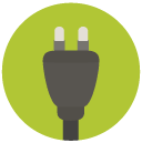 electricity plug Flat Round Icon