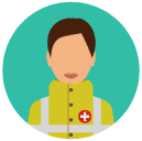 emergency medical woman Flat Round Icon