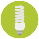 energy efficient lightbulb Flat Round Icon