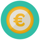 euro coin Flat Round Icon