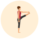 extended hand-to-big-toe pose Flat Round Icon