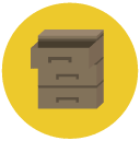 filing cabinet Flat Round Icon