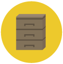 filing cabinet Flat Round Icon