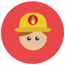 firefighter Flat Round Icon