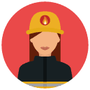 firefighter woman Flat Round Icon