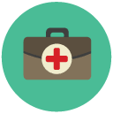 first aid box Flat Round Icon