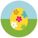 flower easter egg Flat Round Icon