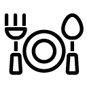 fork spoon and plate line Icon