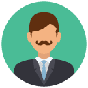 formal mustache man Flat Round Icon