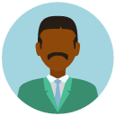 formal mustache man Flat Round Icon