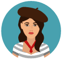 french woman Flat Round Icon