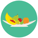 fruit bowl Flat Round Icon