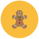gingerbread man Flat Round Icon