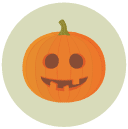 goofy carved pumpkin Flat Round Icon