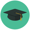 graduation cap Flat Round Icon
