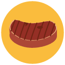 grilled steak Flat Round Icon
