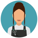 hairdresser woman Flat Round Icon
