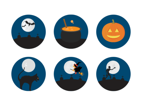 halloween flat round icons