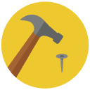 hammer nail Flat Round Icon