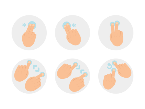 hand gestures flat round icons