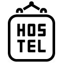 hanging hostel sign line Icon