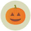 happy carved pumpkin Flat Round Icon