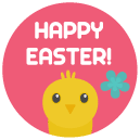 happy easter Flat Round Icon