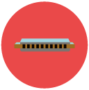 harmonica Flat Round Icon