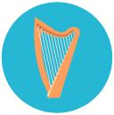 harp Flat Round Icon