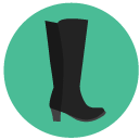 healed tall boots Flat Round Icon