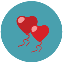 heart balloons Flat Round Icon