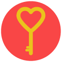 heart key Flat Round Icon