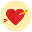 heart shooting arrow Flat Round Icon