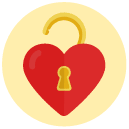 heart unlock Flat Round Icon