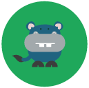 hippo Flat Round Icon