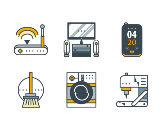home appliances filled outline icons