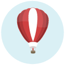 hot air balloon Flat Round Icon