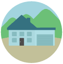 house Flat Round Icon