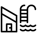 house with pool line Icon