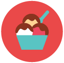 ice-cream bowl Flat Round Icon