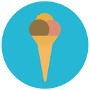 ice-cream cone balls Flat Round Icon
