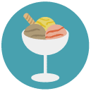 ice cream bowl Flat Round Icon