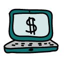 laptop dollar sign Doodle Icons