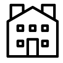 large house with chimneys line Icon