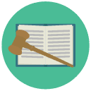 law book gavel Flat Round Icon