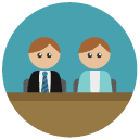 lawyer client Flat Round Icon