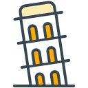 leaning tower Filled Outline Icon