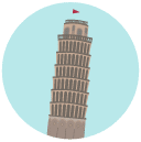 leaning tower of pisa Flat Round Icon